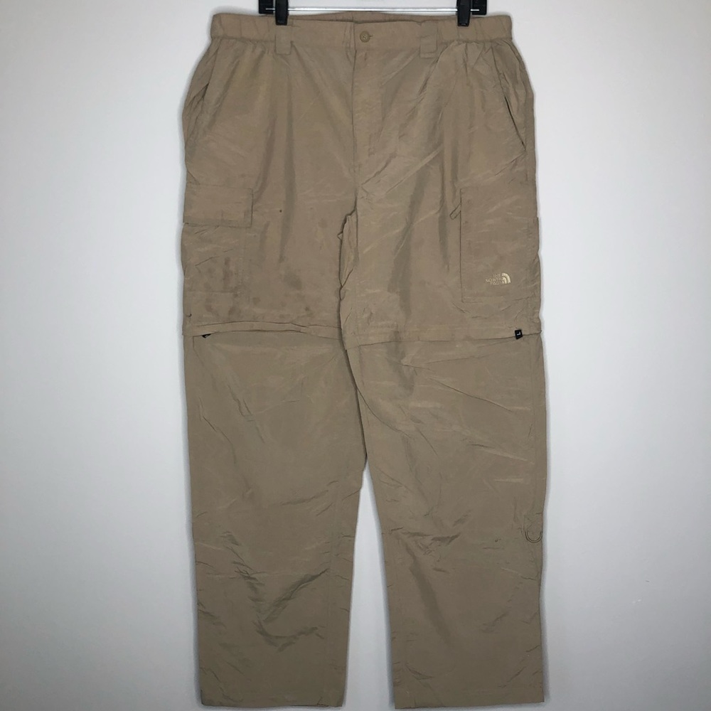 The North Face Convertible Cargo Hiking Pants/Shorts 100% Nylon XXL Khaki